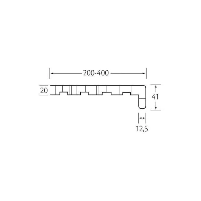Tekening Milinboard vensterbank type B 200 mm