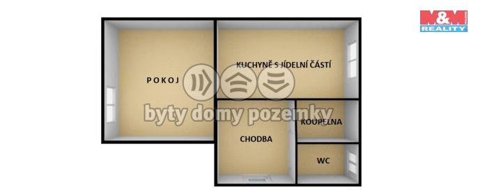 Prodej, Byt 1+1, Slaný