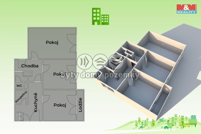 Prodej, Byt 3+1, Vsetín