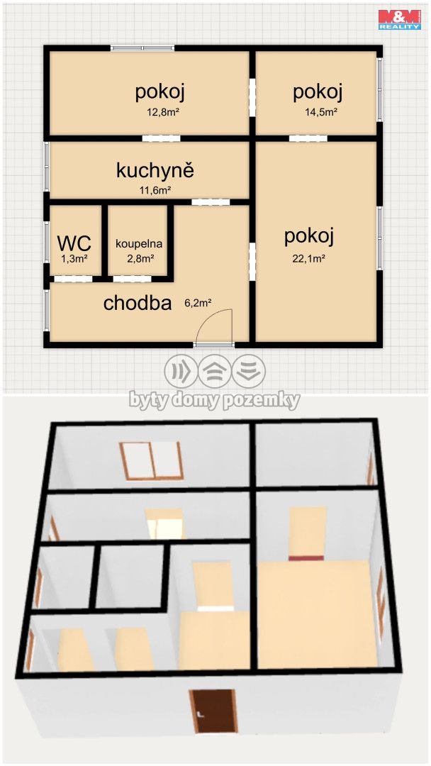 Prodej, Byt 3+1, Stříbro
