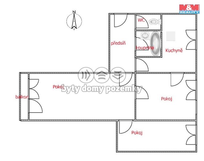 Pronájem, Byt 3+1, Děčín