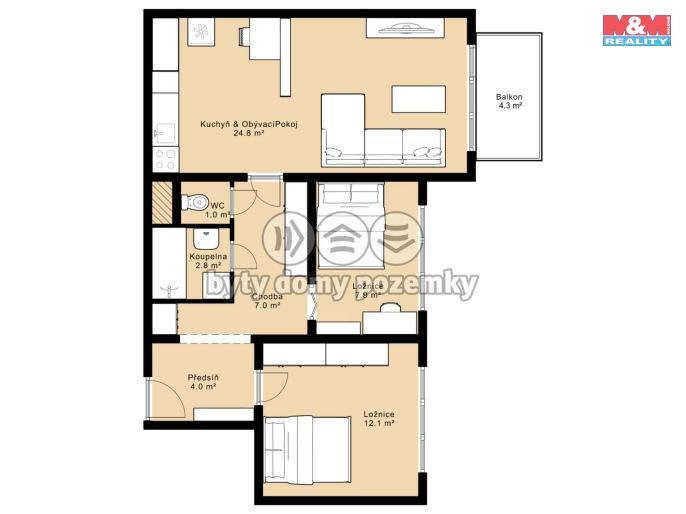 Prodej, Byt 3+kk, České Budějovice