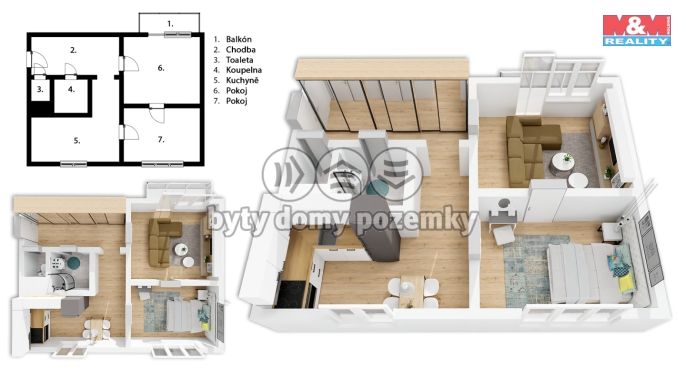 Pronájem, Byt 2+1, Praha