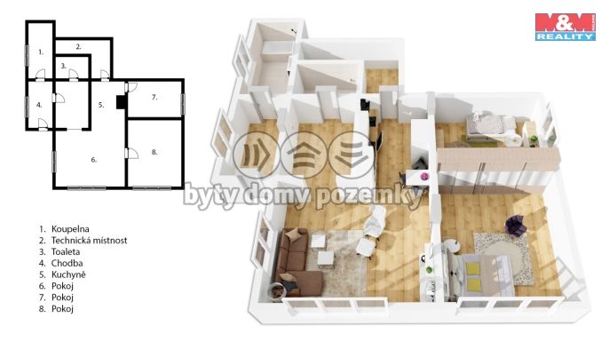 Prodej, Byt 3+kk, Němčice