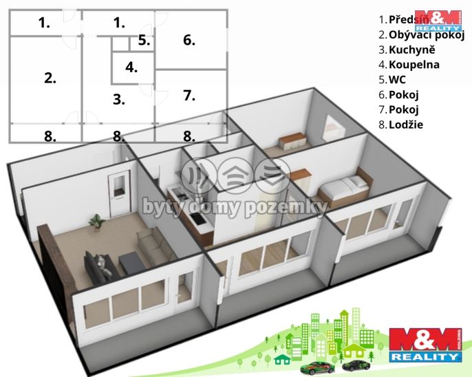 Prodej, Byt 3+1, Chomutov