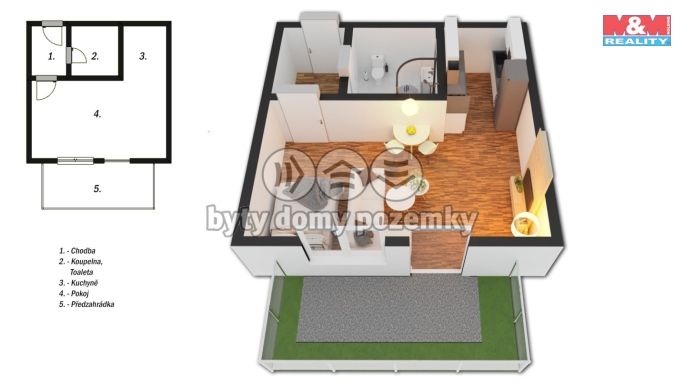 Pronájem, Byt 1+kk, Velký Osek