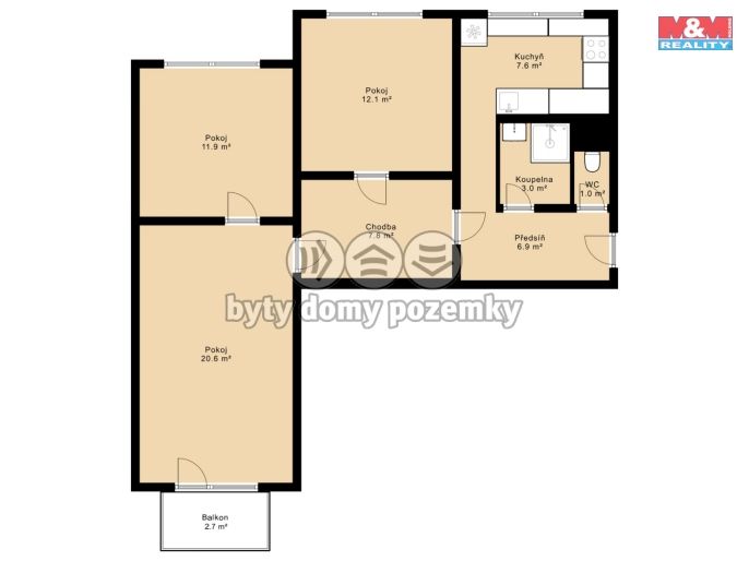 Prodej, Byt 3+1, Písek