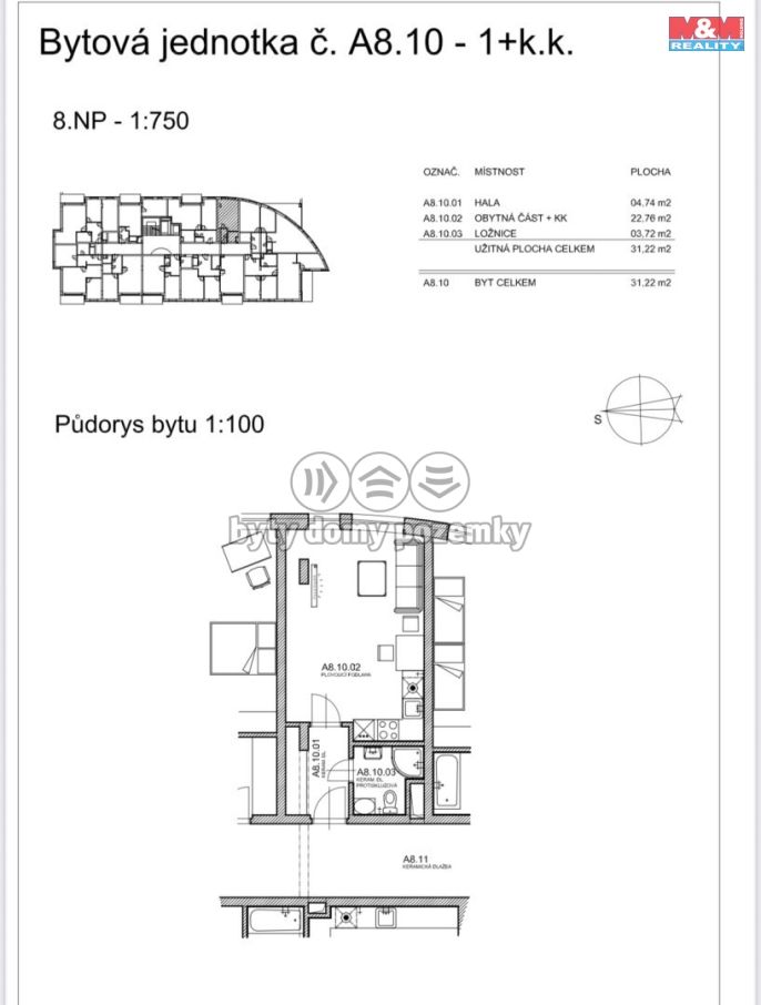 Pronájem, Byt 1+kk, Pardubice