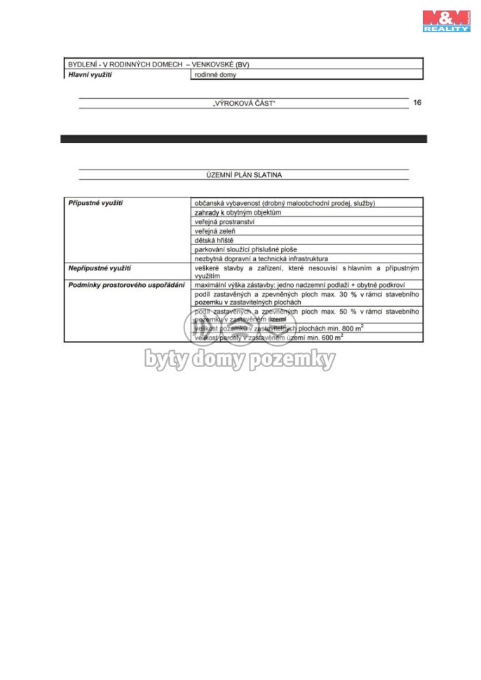 Prodej, Pozemek k bydlení, Slatina