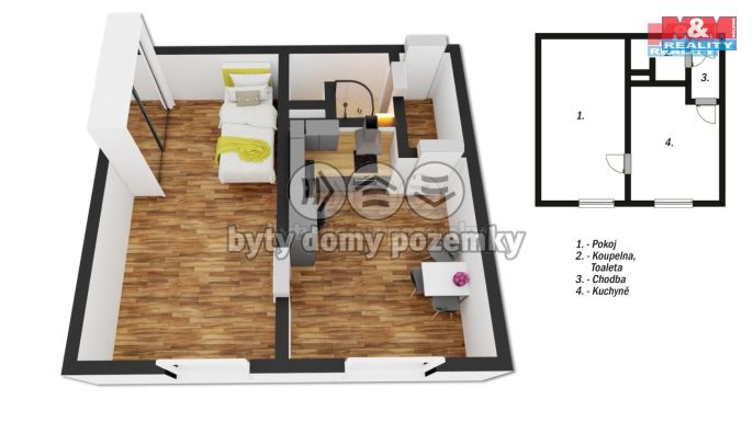 Prodej, Byt 1+1, Ústí nad Labem