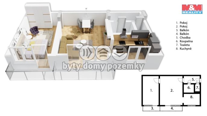 Prodej, Byt 2+1, Kralupy nad Vltavou