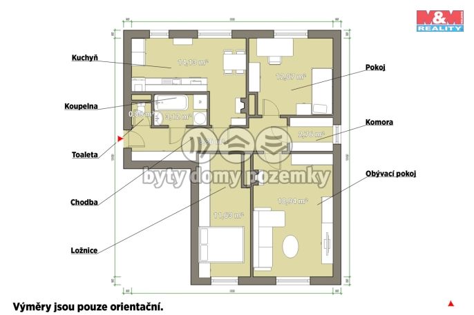 Prodej, Byt 3+1, Krásné Údolí