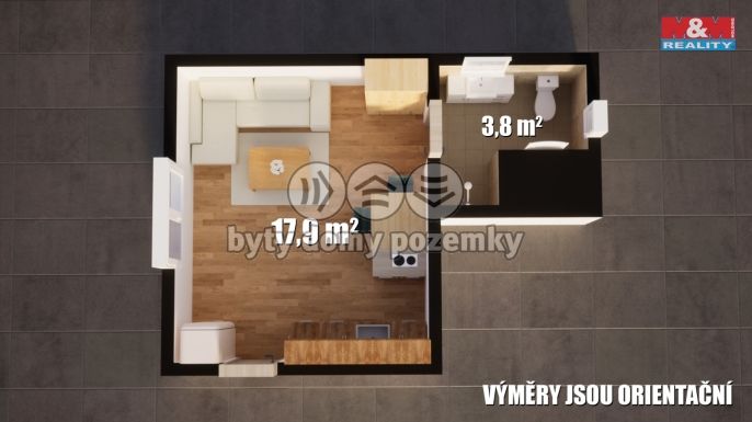 Pronájem, Byt 1+kk, Plazy