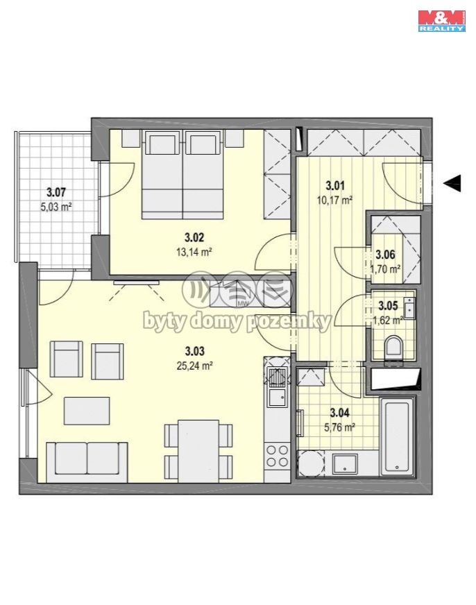 Pronájem, Byt 2+kk, Ostrava