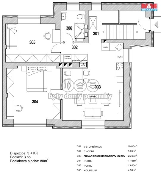 Prodej, Byt 3+kk, Praha