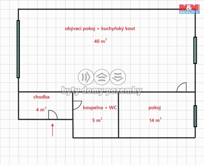 Pronájem, Byt 2+kk, Heřmanův Městec