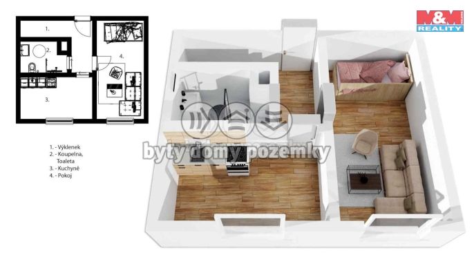 Pronájem, Byt 1+1, Hradec Králové