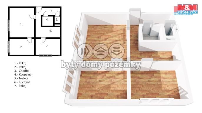 Pronájem, Byt 3+1, Týnec nad Sázavou