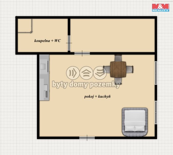 Pronájem, Byt 1+kk, Dobruška