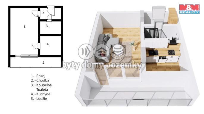 Pronájem, Byt 1+1, Praha