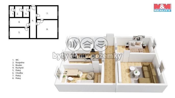 Prodej, Byt 3+1, Hostivice