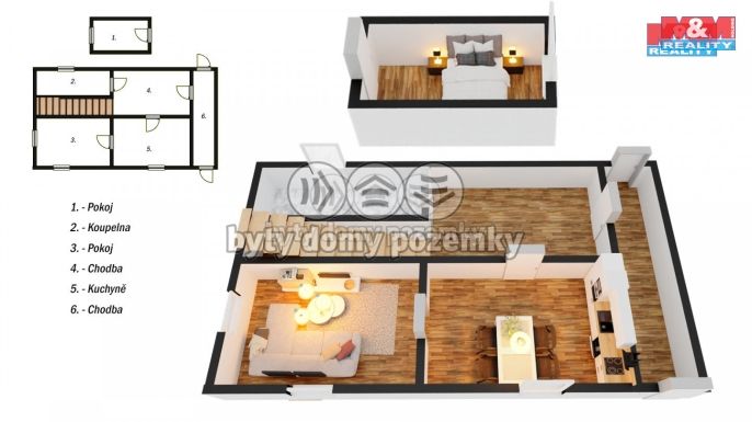 Pronájem, Byt 2+1, Trpín