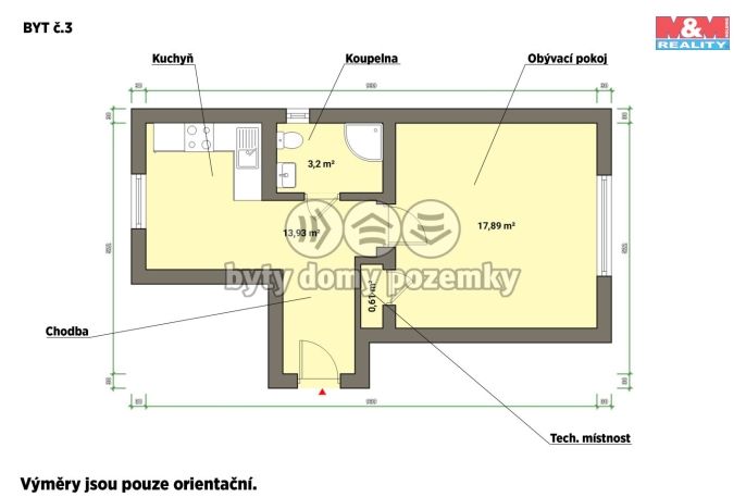 Pronájem, Byt 1+1, Cheb