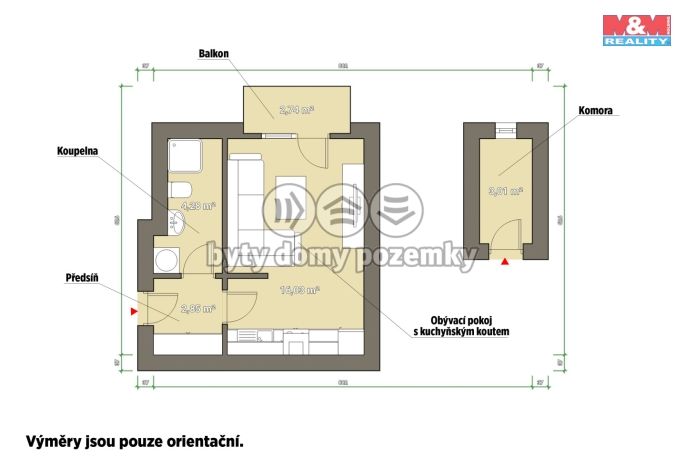 Pronájem, Byt 1+kk, Kaznějov