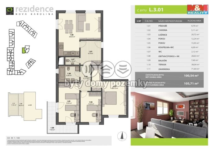 Prodej, Byt 4+kk, Ostrava