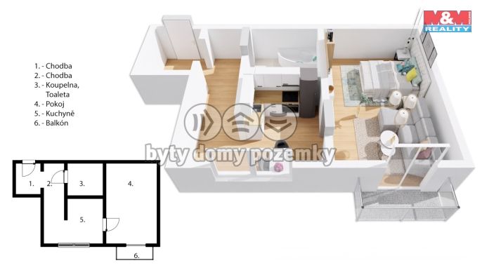 Prodej, Byt 1+1, Zliv