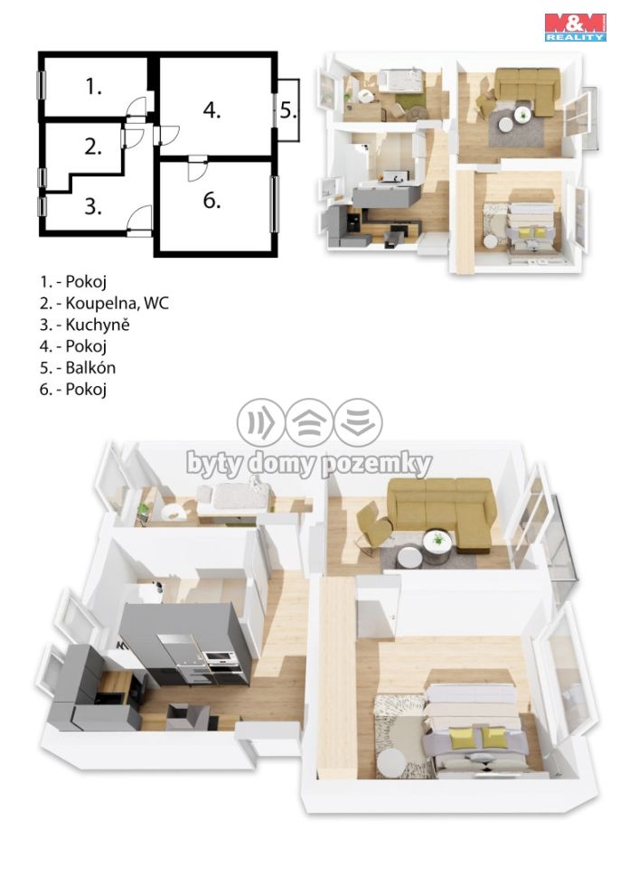 Pronájem, Byt 3+kk, Tetín