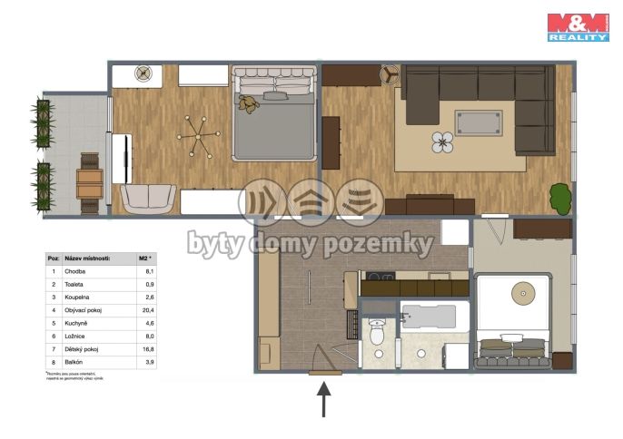 Prodej, Byt 2+1, Kadaň