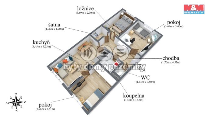 Prodej, Byt 3+1, Most