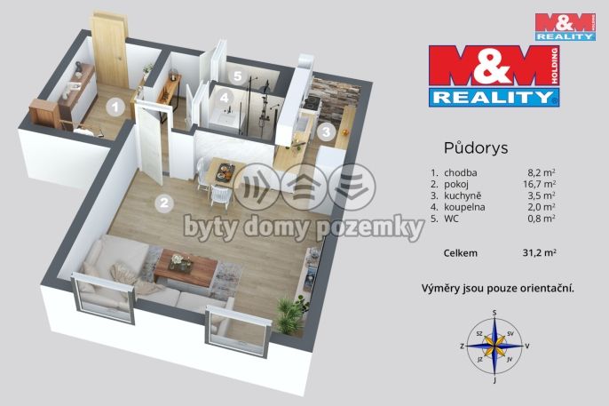 Prodej, Byt 1+kk, Chlumec