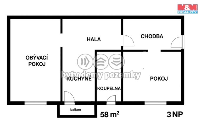 Prodej, Byt 2+1, Veselí nad Lužnicí