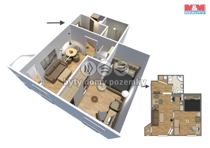 Pronájem, Byt 2+kk, Praha