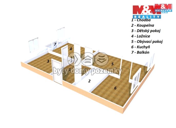 Pronájem, Byt 3+1, Radvanice