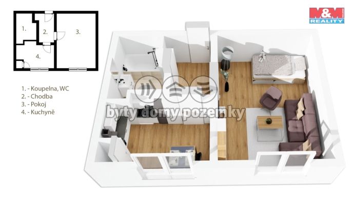 Pronájem, Byt 1+1, Hradec Králové