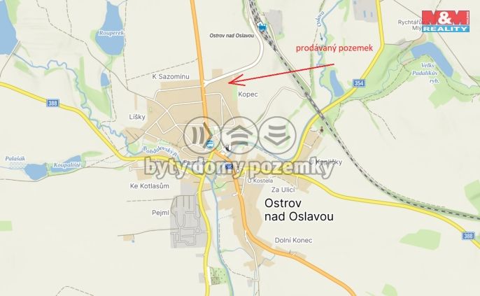 Prodej, Pozemek k bydlení, Ostrov nad Oslavou
