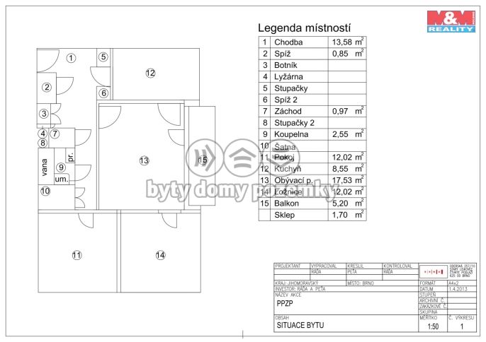 Prodej, Byt 3+1, Brno