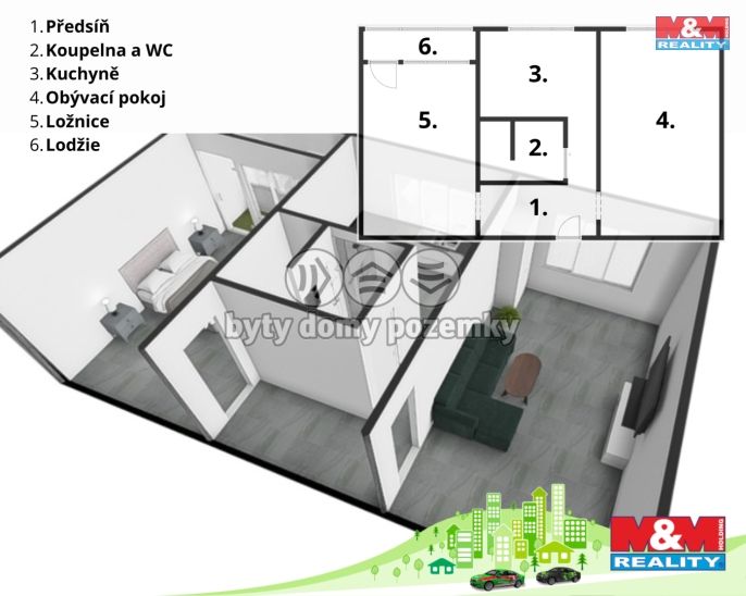 Prodej, Byt 2+1, Chomutov