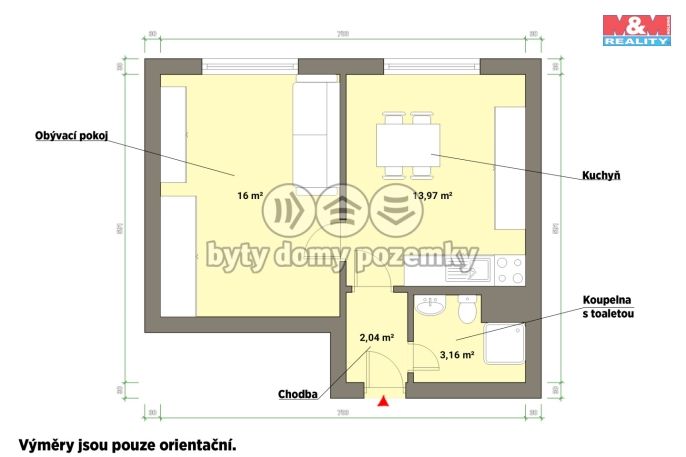 Pronájem, Byt 1+1, Velká Hleďsebe