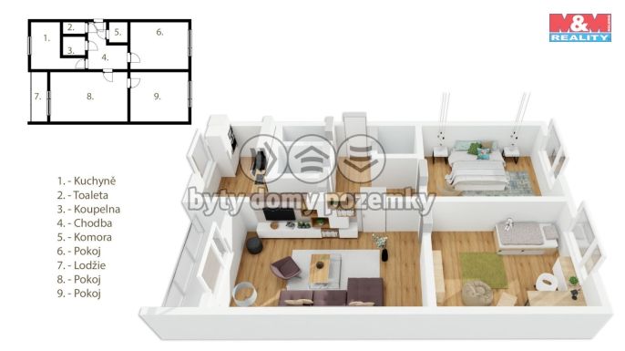 Prodej, Byt 3+1, Skořenice