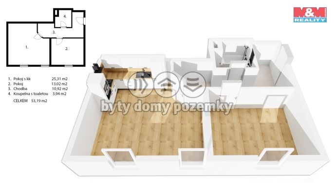 Prodej, Byt 2+kk, Kostomlaty nad Labem