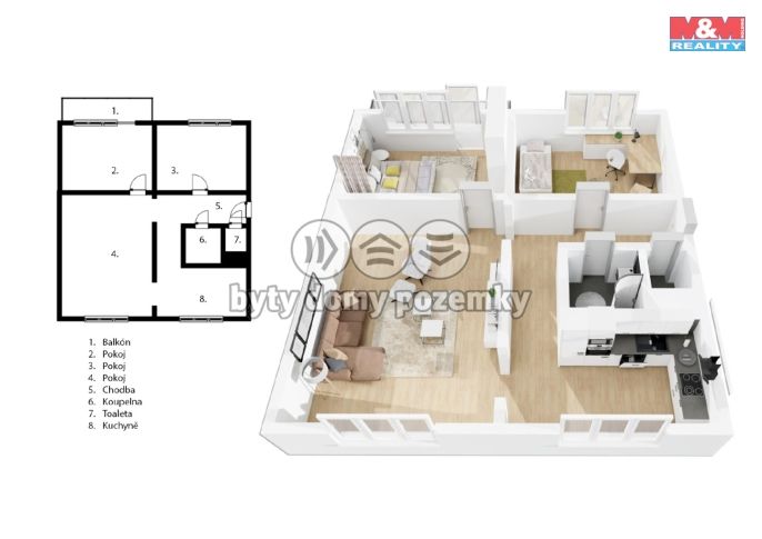 Prodej, Byt 3+1, Roztoky