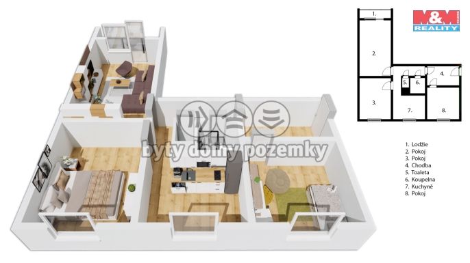 Prodej, Byt 3+1, Nezamyslice