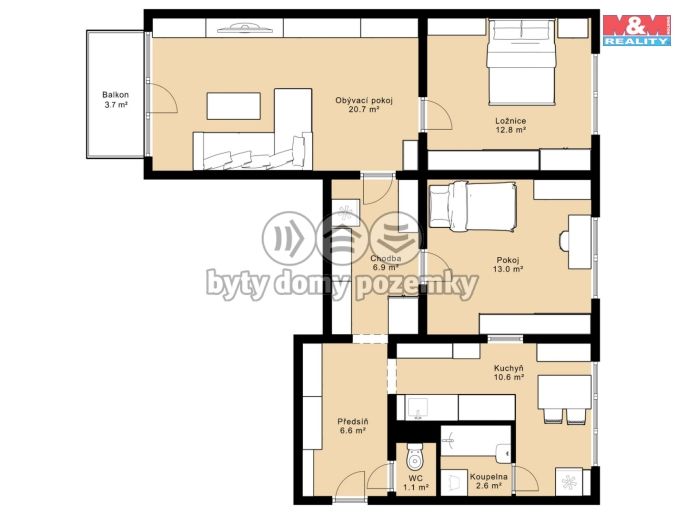 Prodej, Byt 3+1, Český Krumlov