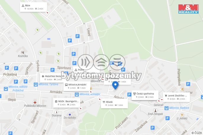 Pronájem, Byt 1+1, Milovice