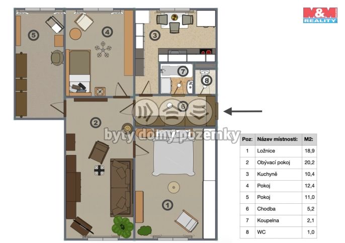 Prodej, Byt 4+1, Podbořany