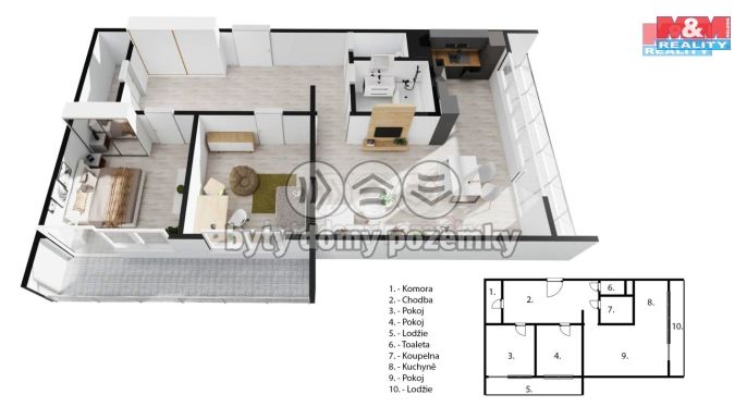 Prodej, Byt 3+1, Slaný